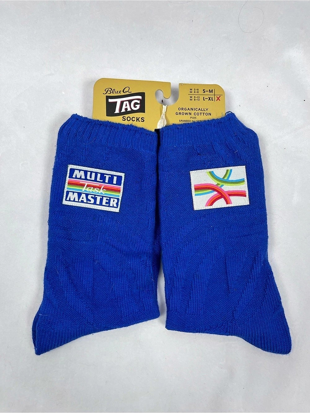 Blue Q Multitaskmaster Tag Socks Blue Cotton Medium NWT